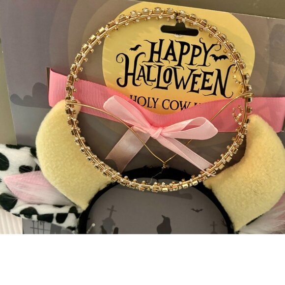 COW Instant Kit Halloween Accessory Black White Headband, Tail, Choker Bell Kit - Picture 4 of 6